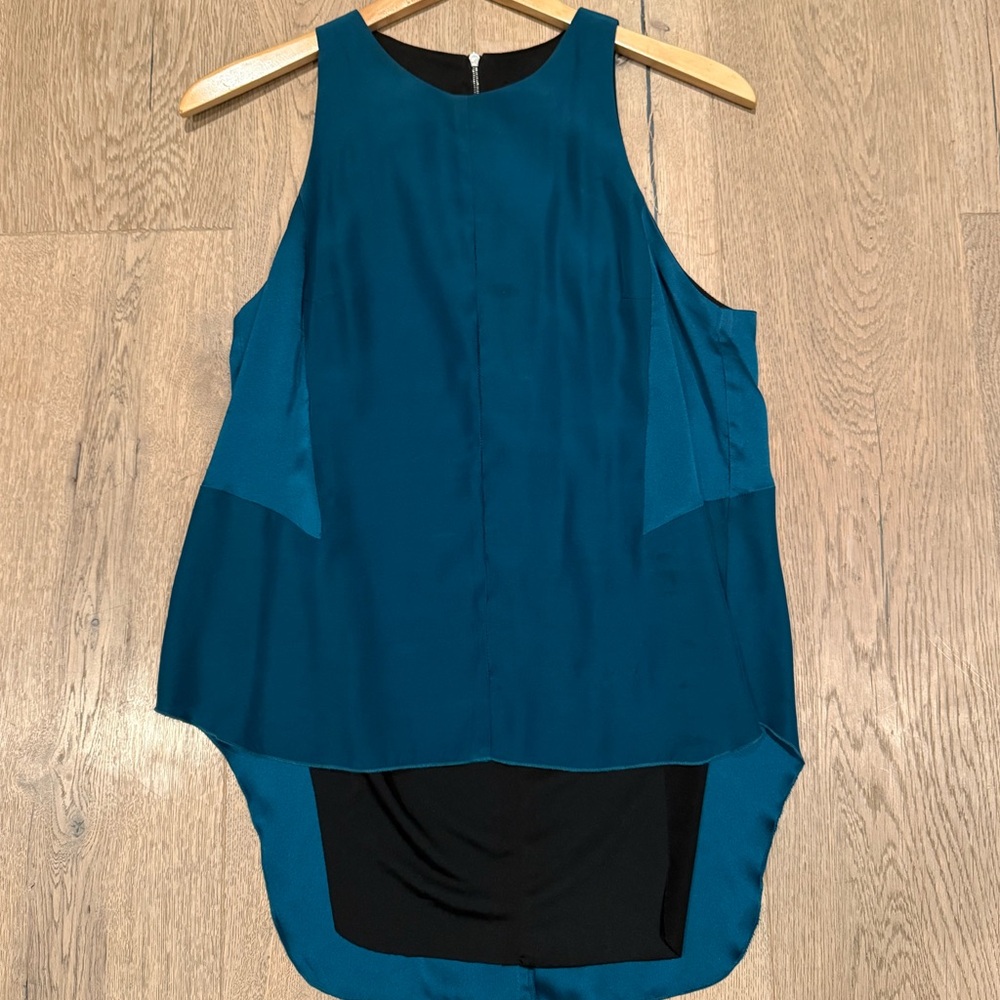 rag & bone Silk Teal Sleeveless Layered Blouse size M
